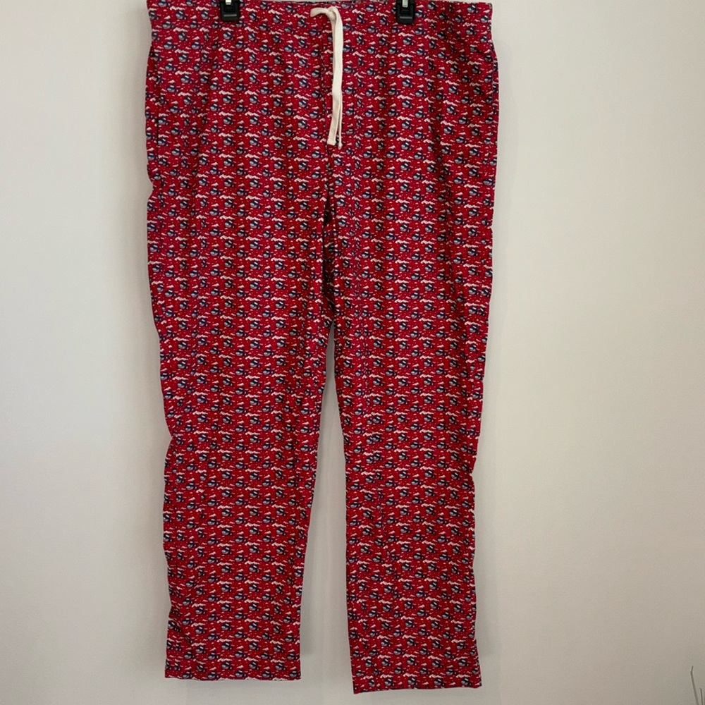 Vineyard  Vines Men's Red Lounge Pajama Pants‎ Skiing Whale Print 2XL